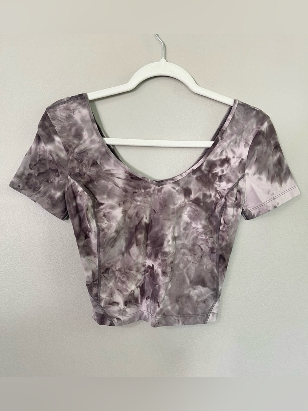 Lululemon Align Cropped Tee Diamond Dye Mink Berry Lunar Rock Shadow Grey size 4